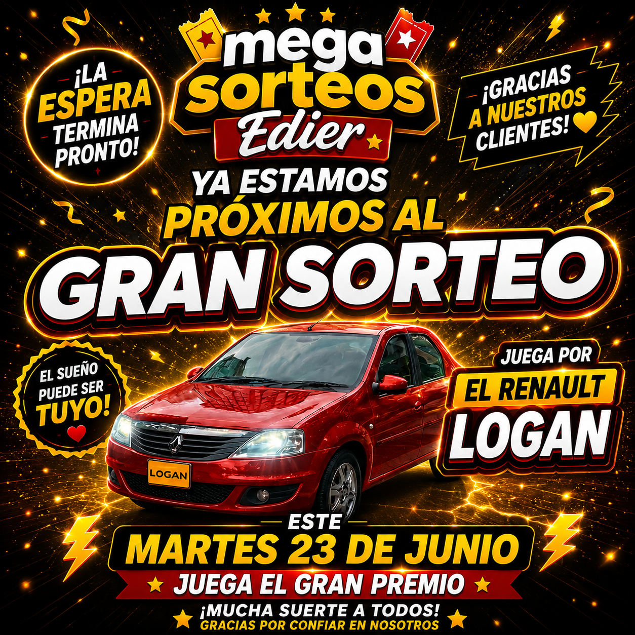Afiche del gran sorteo de un Renault Logan